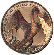 1 Dollar - Elizabeth II 4th Portrait; Smaug the Terrible, New Zealand, 2014 reverse image