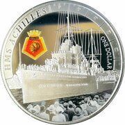 1 Dollar - Elizabeth II 4th Portrait; HMS Achilles, New Zealand, 2014 reverse image