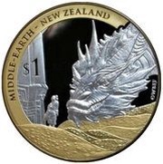 1 Dollar - Elizabeth II 4th Portrait; The Battle of the Five Armies, New Zealand, 2014 reverse image