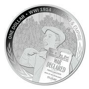 1 Dollar - Elizabeth II 4th Portrait - WWI; Silver Proof, New Zealand, 2014 reverse image