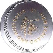 1 Dollar - Elizabeth II 4th Portrait; Cricket World Cup, New Zealand, 2015 reverse image