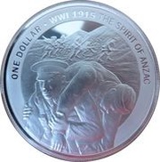 1 Dollar - Elizabeth II 4th Portrait; ANZAC Landing, New Zealand, 2015 reverse image