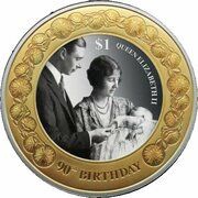 1 Dollar - Elizabeth II 4th Portrait; QE II 90th Birthday, New Zealand, 2016 reverse image