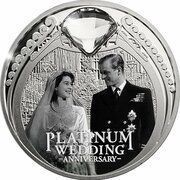 1 Dollar - Elizabeth II 4th Portrait - Platinum Wedding Anniversary, New Zealand, 2017 reverse image