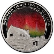 1 Dollar - Elizabeth II 4th Portrait; Southern Lights, New Zealand, 2017 reverse image