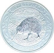 1 Dollar - Elizabeth II 4th Portrait; Little Spotted Kiwi, New Zealand, 2019 reverse image