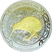 1 Dollar - Elizabeth II 4th Portrait; Brown Kiwi, New Zealand, 2019 reverse image