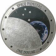 1 Dollar - Elizabeth II 4th Portrait; Space Pioneers, New Zealand, 2019 reverse image