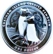 1 Dollar - Elizabeth II 4th Portrait; Chatham Island Crested Penguin, New Zealand, 2020 reverse image