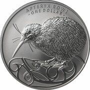 1 Dollar - Elizabeth II 4th Portrait; Apteryx Rowi Kiwi, New Zealand, 2020 reverse image