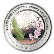1 Dollar - Elizabeth II 4th Portrait - Tokyo Olympics; Silver Proof, New Zealand, 2020 reverse image