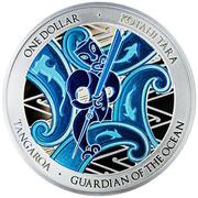 1 Dollar -Elizabeth II 4th portrait - Tangaroa; Guardian of the Ocean, New Zealand, 2021 reverse image