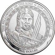 1 Dollar - Elizabeth II 4th Portrait; Fellowship of the Ring, Boromir, New Zealand, 2021 reverse image