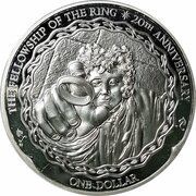 1 Dollar - Elizabeth II 4th Portrait; Fellowship of the Ring, Frodo, New Zealand, 2021 reverse image