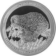 1 Dollar - Elizabeth II 4th Portrait; Apteryx Owenii Kiwi, New Zealand, 2022 reverse image