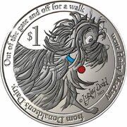 1 Dollar - Elizabeth II Posthumous; 4th Portrait - Hairy Maclary; Silver Proof, New Zealand, 2023 reverse image