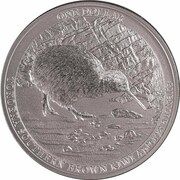 1 Dollar - Elizabeth II Posthumous; 4th Portrait - Tokoeka Kiwi; Silver BU, New Zealand, 2023 reverse image