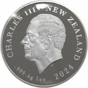 1 Dollar - Charles III 1st Portrait - Great Spotted Kiwi; Coloured Silver Proof obverse image