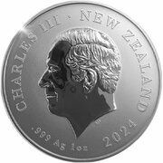 1 Dollar - Charles III 1st Portrait - Great Spotted Kiwi; Silver BU obverse image