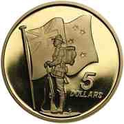 5 Dollars - Elizabeth II 3rd Portrait; ANZAC Anniversary, New Zealand, 1990 reverse image
