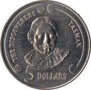 5 Dollars - Elizabeth II 3rd Portrait; Abel Tasman, New Zealand, 1992 reverse image