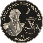 5 Dollars - Elizabeth II 3rd Portrait; James Clark Ross, New Zealand, 1995 reverse image