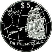 5 Dollars - Elizabeth II 3rd Portrait; De Heemskerck, New Zealand, 1996 reverse image