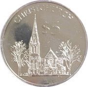 5 Dollars - Elizabeth II 3rd Portrait; Christchurch, New Zealand, 1997 reverse image