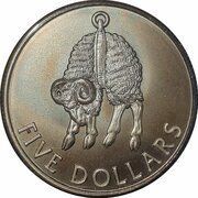 5 Dollars - Elizabeth II 3rd Portrait; Sheep fleece reverse image