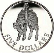 5 Dollars - Elizabeth II 3rd Portrait; Sheep fleece, Silver Proof, New Zealand, 1998 reverse image