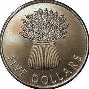 5 Dollars - Elizabeth II 3rd Portrait; Wheat Sheaf, New Zealand, 1998 reverse image