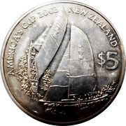 5 Dollars - Elizabeth II 4th Portrait; America's Cup reverse image