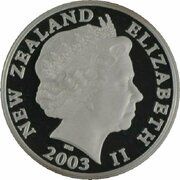 5 Dollars - Elizabeth II 4th Portrait; Giant Kokopu, Silver Proof obverse image
