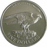 5 Dollars - Elizabeth II 4th Portrait; New Zealand Falcon, New Zealand, 2006 reverse image