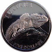 5 Dollars - Elizabeth II 4th Portrait; Tuatara, New Zealand, 2007 reverse image