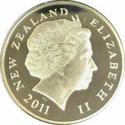 5 Dollars - Elizabeth II 4th Portrait; Yellow-eyed Penguin, Silver Proof obverse image