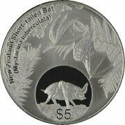 5 Dollars - Elizabeth II 4th Portrait; Short-tailed Bat reverse image