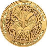 5 Dollars - Elizabeth II 4th Portrait - Ngā Hau e Whā : Te Hau-ā-uru, New Zealand, 2020 reverse image