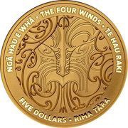 5 Dollars - Elizabeth II 4th Portrait - Ngā Hau e Whā: Te Hau Raki, New Zealand, 2020 reverse image