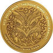 5 Dollars - Elizabeth II 4th Portrait - Ngā Hau e Whā: Te Hau Rāwhiti, New Zealand, 2020 reverse image