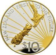10 Dollars - Elizabeth II 4th Portrait; New Zealand, First to the Future, New Zealand, 2000 reverse image
