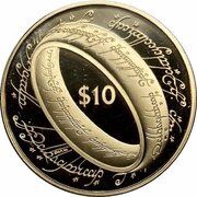 10 Dollars - Elizabeth II 4th Portrait; The One Ring, Gold Proof, New Zealand, 2003 reverse image