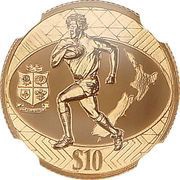 10 Dollars - Elizabeth II 4th Portrait; Lions Rugby Tour reverse image