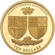 10 Dollars - Elizabeth II 4th Portrait; Diamond Wedding Anniversary reverse image