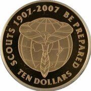 10 Dollars - Elizabeth II 4th Portrait; 100 Years of Adventure reverse image