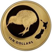 10 Dollars - Elizabeth II 4th Portrait; Kiwi reverse image