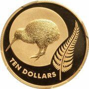 10 Dollars - Elizabeth II 4th Portrait; Kiwi, New Zealand, 2011 reverse image