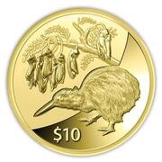 10 Dollars - Elizabeth II 4th Portrait; Kiwi, New Zealand, 2012 reverse image
