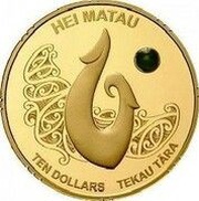 10 Dollars - Elizabeth II 4th Portrait - Maori Art, New Zealand, 2012 reverse image