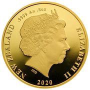 10 Dollars - Elizabeth II 4th Portrait - Māui and the First Dog I: Māui / Gold obverse image